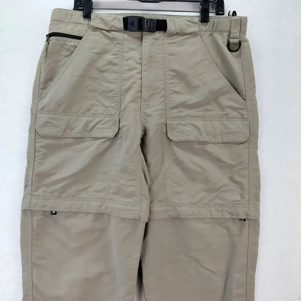 The North Face Paramount Peak Convertible Pants Mens Medium Beige Belted Outdoor